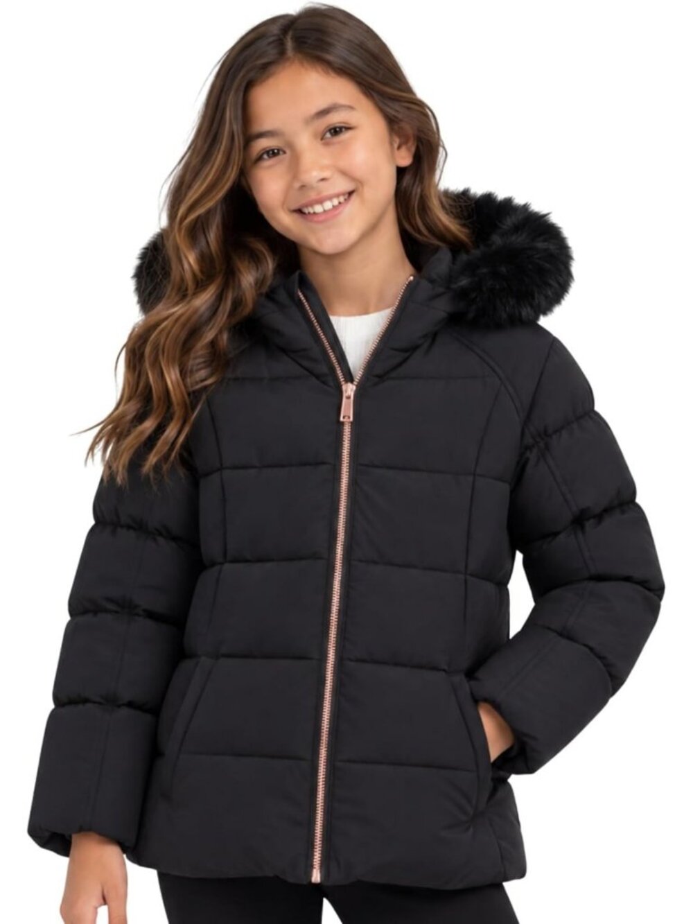 Cozy Heavyweight Puffer Parka Jacket for Girls with Fur Hood - Winter Essential